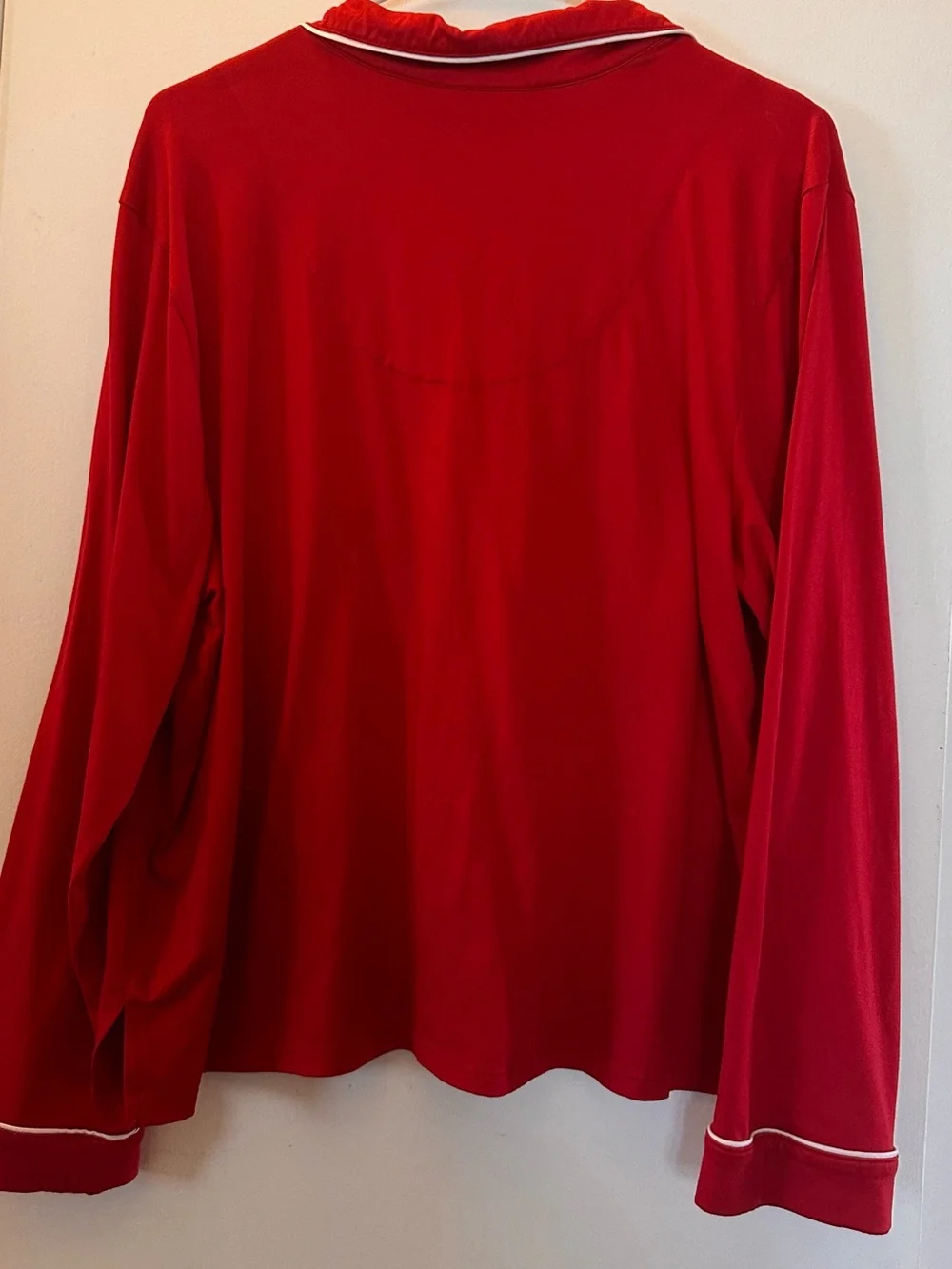 kate spade Red Long-Sleeve  Pajama Top with White Piping